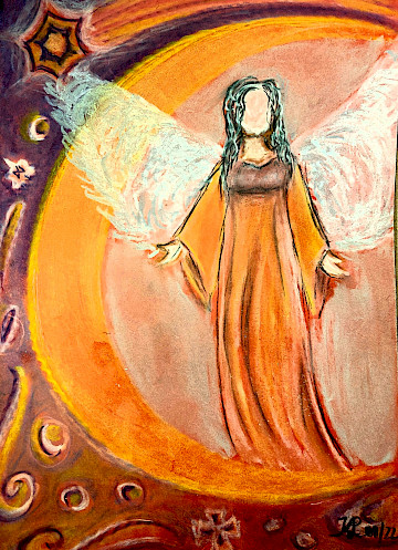 Engel des Empfängnis, Bild Pastellkreide von Kristina Linden, Druck auf Leinwand ab 19,99€ zzgl. Versand